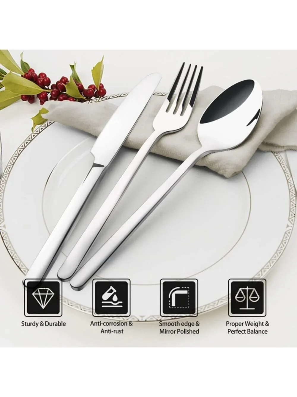10-Piece Stainless Steel Silverware Set for 2 | Dishwasher Safe Flatware Cutlery